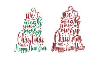 We Wish You a Merry Christmas and Happy New Year Design. vector