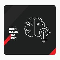 fondo de presentación creativa rojo y negro para la idea. negocio. cerebro. mente. icono de línea de bombilla vector