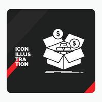 fondo de presentación creativa rojo y negro para ahorros. caja. presupuesto. dinero. icono de glifo de crecimiento vector