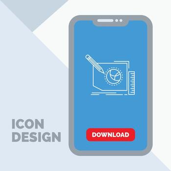 Content. design. frame. page. text Line Icon in Mobile for Download Page vector