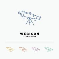 telescope. astronomy. space. view. zoom 5 Color Line Web Icon Template isolated on white. Vector illustration