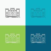 Castle. defense. fort. fortress. landmark Icon Over Various Background. Line style design. designed for web and app. Eps 10 vector illustration