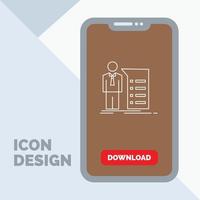 Business. explanation. graph. meeting. presentation Line Icon in Mobile for Download Page vector