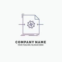 3d. document. file. object. processing Purple Business Logo Template. Place for Tagline vector