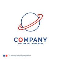 Company Name Logo Design For planet. space. moon. flag. mars. Blue and red Brand Name Design with place for Tagline. Abstract Creative Logo template for Small and Large Business. vector