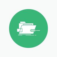 Folder. repair. skrewdriver. tech. technical White Glyph Icon in Circle. Vector Button illustration