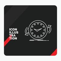 fondo de presentación creativa rojo y negro para copia de seguridad. reloj. agujas del reloj. encimera. icono de línea de tiempo vector