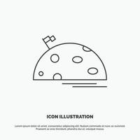 planeta. espacio. luna. bandera. icono de Marte. símbolo gris vectorial de línea para ui y ux. sitio web o aplicación móvil vector