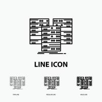 Center. centre. data. database. server Icon in Thin. Regular and Bold Line Style. Vector illustration