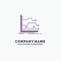 Arrows. forward. graph. market. prediction Purple Business Logo Template. Place for Tagline. vector