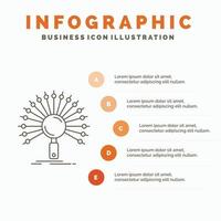 Data. information. informational. network. retrieval Infographics Template for Website and Presentation. Line Gray icon with Orange infographic style vector illustration