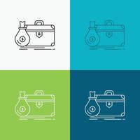 briefcase. business. case. open. portfolio Icon Over Various Background. Line style design. designed for web and app. Eps 10 vector illustration