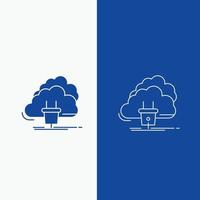 Cloud. connection. energy. network. power Line and Glyph web Button in Blue color Vertical Banner for UI and UX. website or mobile application vector