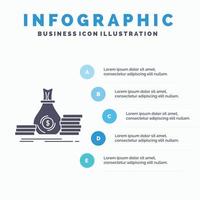 acumulación. bolsa. inversión. préstamo. plantilla de infografía de dinero para sitio web y presentación. icono de glifo gris con ilustración de vector de estilo infográfico azul.