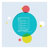 Check. checklist. list. task. to do White Line Icon colorful Circle Background vector