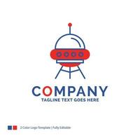 Company Name Logo Design For space ship. space. ship. rocket. alien. Blue and red Brand Name Design with place for Tagline. Abstract Creative Logo template for Small and Large Business. vector