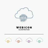 network. city. globe. hub. infrastructure 5 Color Line Web Icon Template isolated on white. Vector illustration