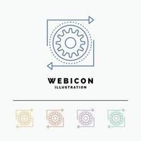 Business. gear. management. operation. process 5 Color Line Web Icon Template isolated on white. Vector illustration