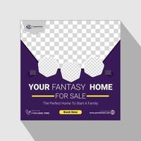 Real estate modern home sale banner or social media post design, Construction social media post banner design Template vector