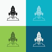 Rocket. spaceship. startup. launch. Game Icon Over Various Background. glyph style design. designed for web and app. Eps 10 vector illustration