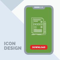 componente. datos. diseño. hardware. icono de línea del sistema en el móvil para la página de descarga vector