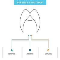 bigote. inconformista. movimiento masculino. diseño de diagrama de flujo de negocios de hombres con 3 pasos. icono de línea para el lugar de plantilla de fondo de presentación para texto vector