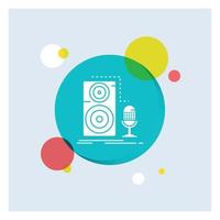 Live. mic. microphone. record. sound White Glyph Icon colorful Circle Background vector