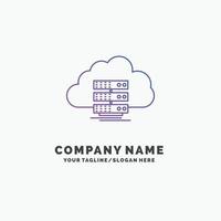 cloud. storage. computing. data. flow Purple Business Logo Template. Place for Tagline vector