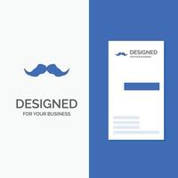 logotipo de empresa para bigote. inconformista. movimiento masculino. hombres. plantilla de tarjeta de visita de negocio azul vertical. vector