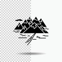 Mountain. hill. landscape. rocks. crack Glyph Icon on Transparent Background. Black Icon vector