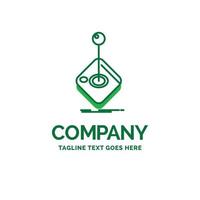 Arcade. game. gaming. joystick. stick Flat Business Logo template. Creative Green Brand Name Design. vector