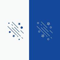 estrella. estrella fugaz. descendente. espacio. línea de estrellas y botón web de glifo en banner vertical de color azul para ui y ux. sitio web o aplicación móvil vector