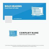 Blue Business Logo Template for Code. coding. computer. monoblock. laptop. Facebook Timeline Banner Design. vector web banner background illustration