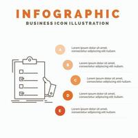 checklist. check. expertise. list. clipboard Infographics Template for Website and Presentation. Line Gray icon with Orange infographic style vector illustration