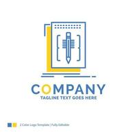 Code. edit. editor. language. program Blue Yellow Business Logo template. Creative Design Template Place for Tagline. vector