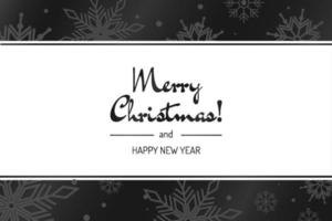 feliz navidad tarjeta horizontal en blanco y negro vector