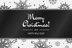 Merry christmas horizontal black and white card vector