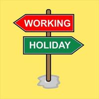 vector de ilustración de signo de trabajo o vacaciones