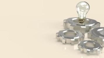 The lightbulb and gear for creative or idea concept 3d rendering photo