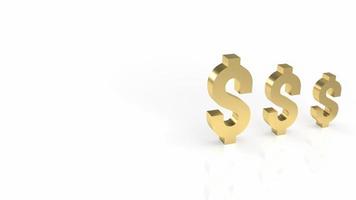 The gold dollar symbol on white background for business concept 3d rendering photo
