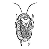 A cockroach in a representative suit gives up, raising its paws up vector