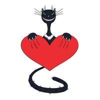 Cat with heart. vector