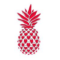 Pineapple. Hand drawn vector illustration isolated on white, logo, t-shirt design.