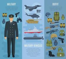 Vector banners military vehicles ammunition outfit