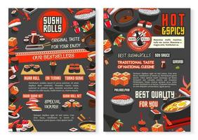 cartel de menú de restaurante japonés y barra de sushi