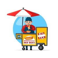 Vector street fast food vendor booth cart