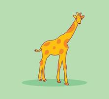 Giraffe mascot cartoon character Vector Icon Illustration. Flat cartoon style icon design.