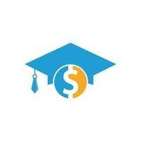 Graduation Cap Dollar Coin Icon Vector. Financial Investment Eduction Illustration. vector