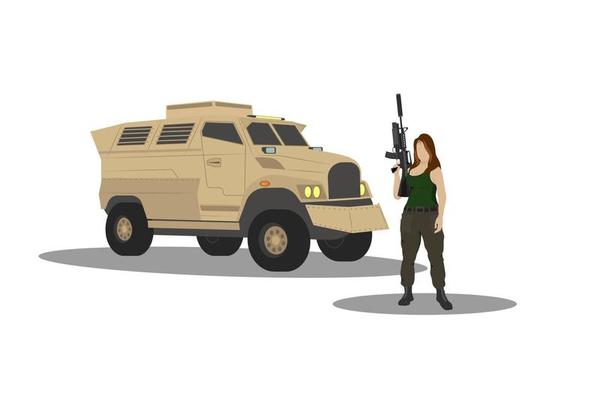 girl with armored car