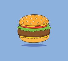 Burger melted cartoon vector icon illustration. Flat cartoon style icon design.